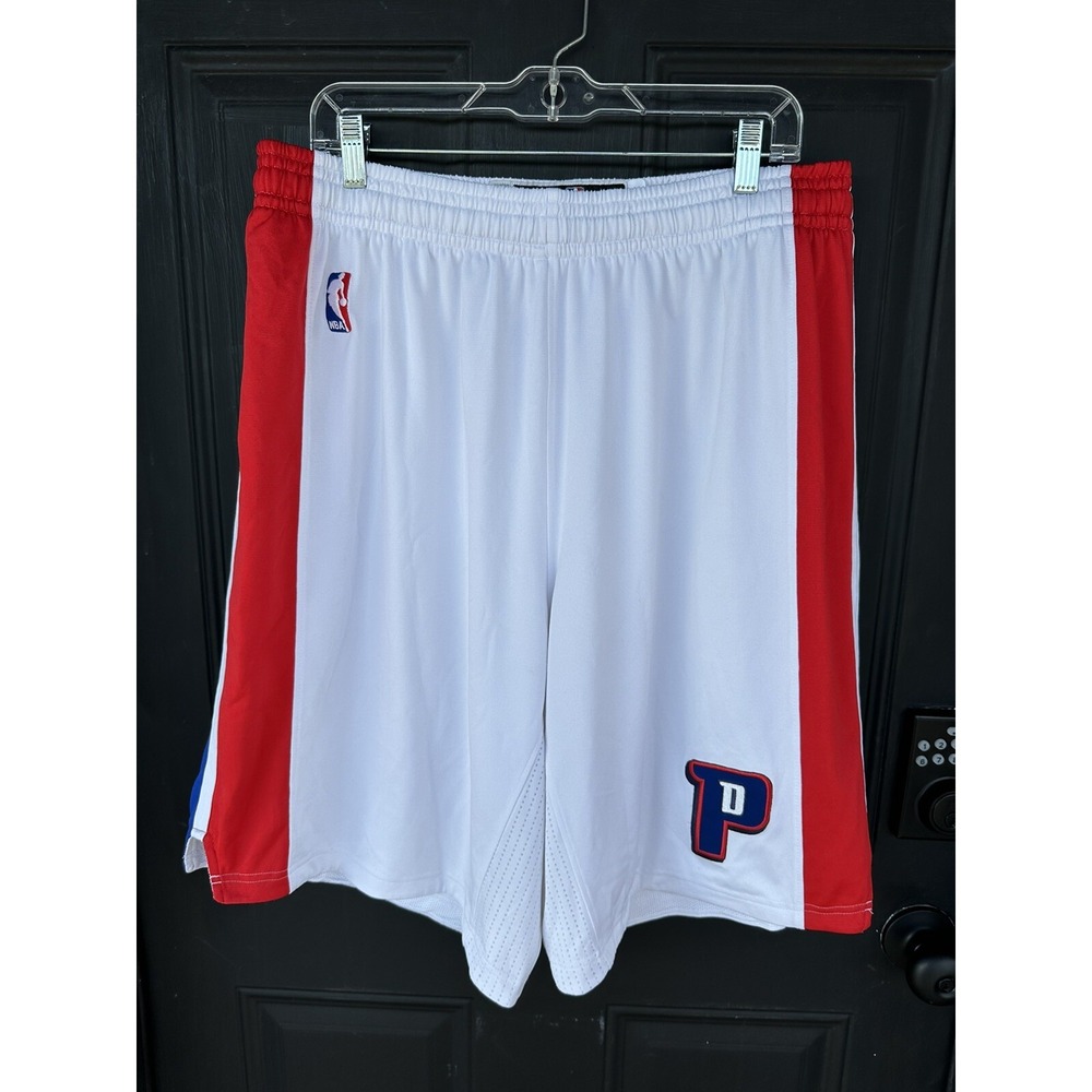 2014 Adidas NBA Detroit Pistons Team Issue Pro Cut Home White Game Shorts 2XL +2